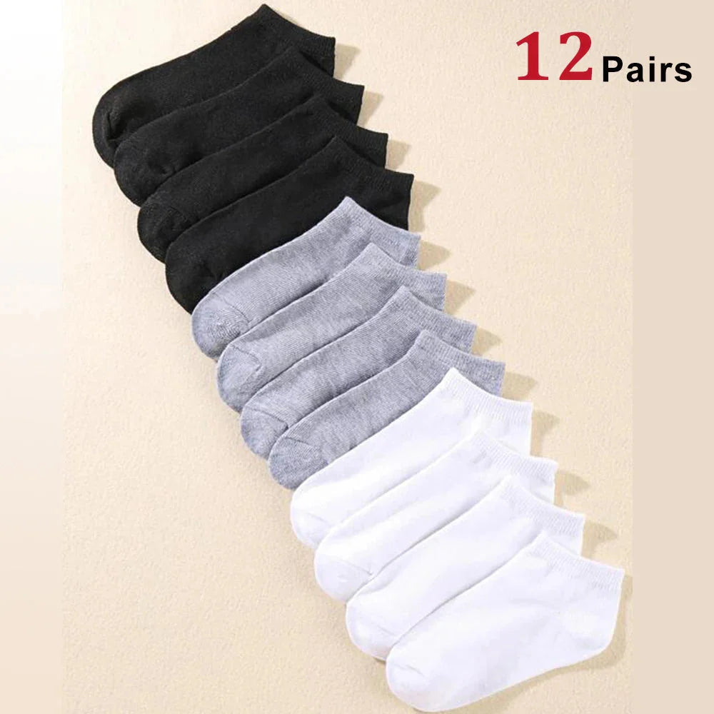 12 Pairs of Solid Color Socks