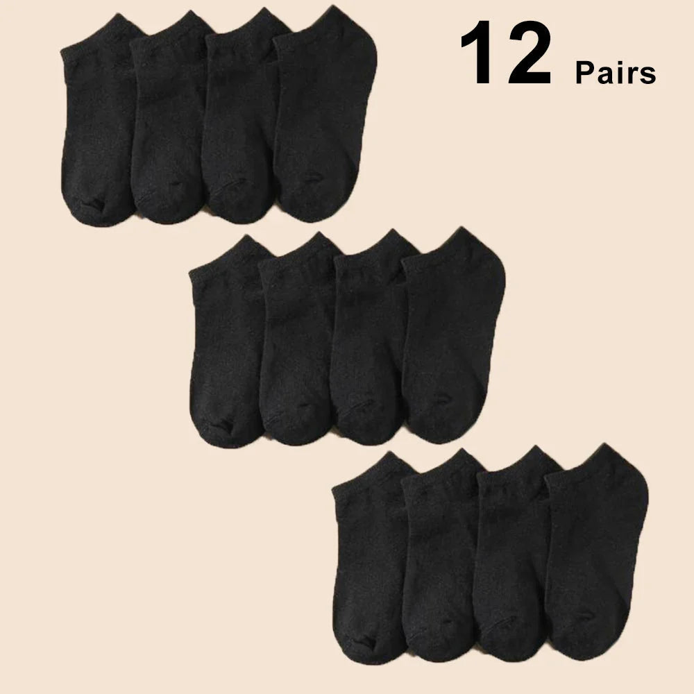 12 Pairs of Solid Color Socks
