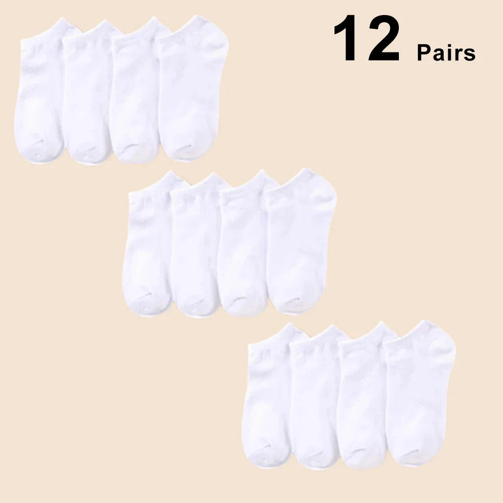 12 Pairs of Solid Color Socks