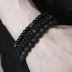 Obsidian Noir – 4-Piece Men’s Lava Stone Bracelet Set