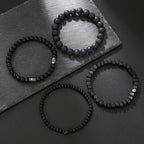 Obsidian Noir – 4-Piece Men’s Lava Stone Bracelet Set