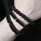 Obsidian Noir – 4-Piece Men’s Lava Stone Bracelet Set
