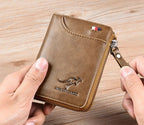 Men Wallet Zipper Leather Purse ( RFID PROTECTED )
