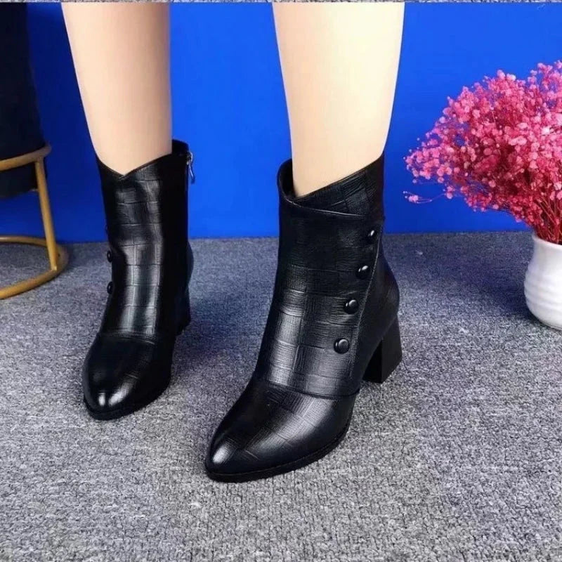 Cozy Velvet Winter Leather Boots