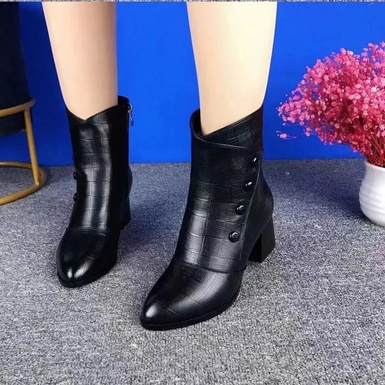 Cozy Velvet Winter Leather Boots