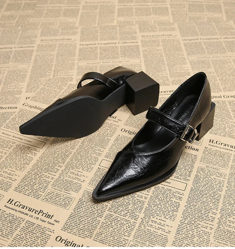 Lunara Vintage Pointed Toe Women's Leather Shoes