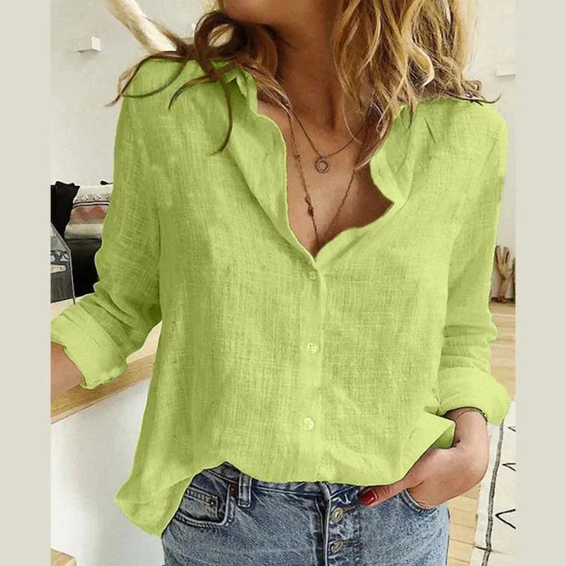 Elegant Cotton Linen Shirts Women
