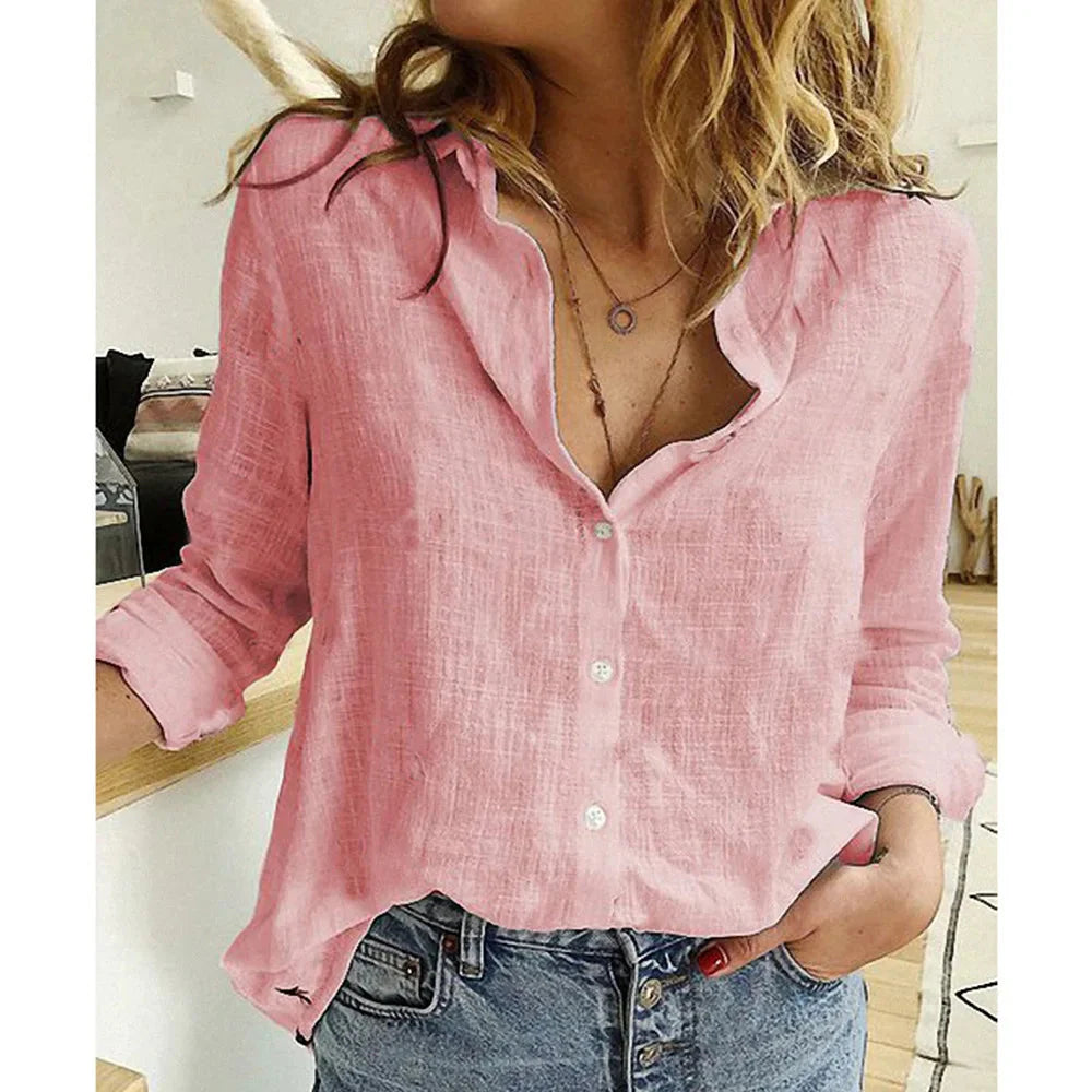 Elegant Cotton Linen Shirts Women