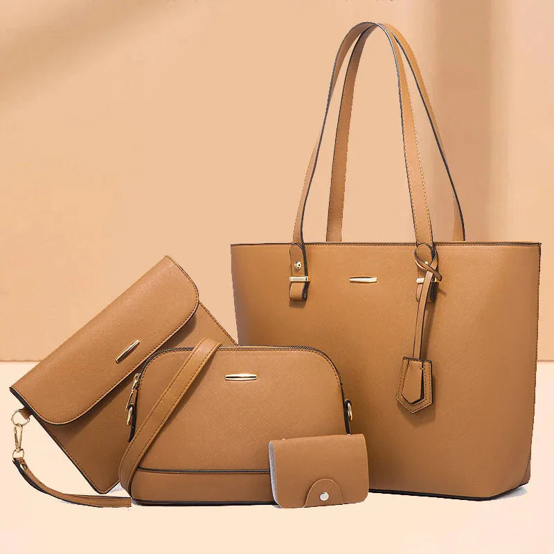 Hand and Shoulder Bags for Women Leather - 3-Piece Set