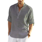 Lorenzo Men's Casual Cotton and Linen Shirt