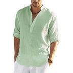 Lorenzo Men's Casual Cotton and Linen Shirt
