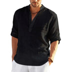 Lorenzo Men's Casual Cotton and Linen Shirt