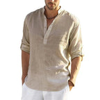 Lorenzo Men's Casual Cotton and Linen Shirt