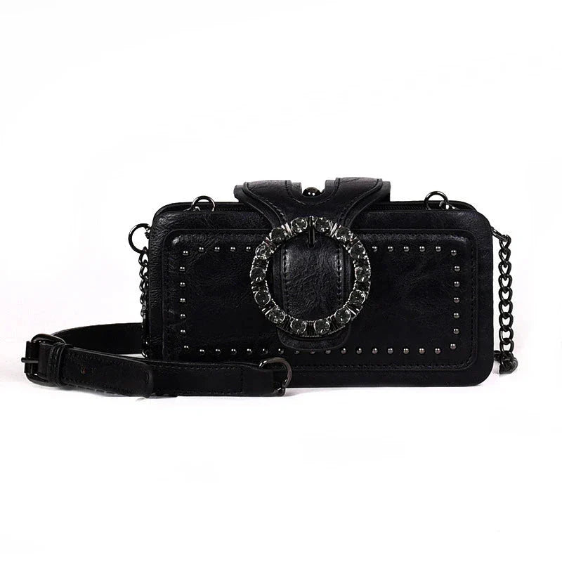 Vintage-Style Square Leather Crossbody Bags