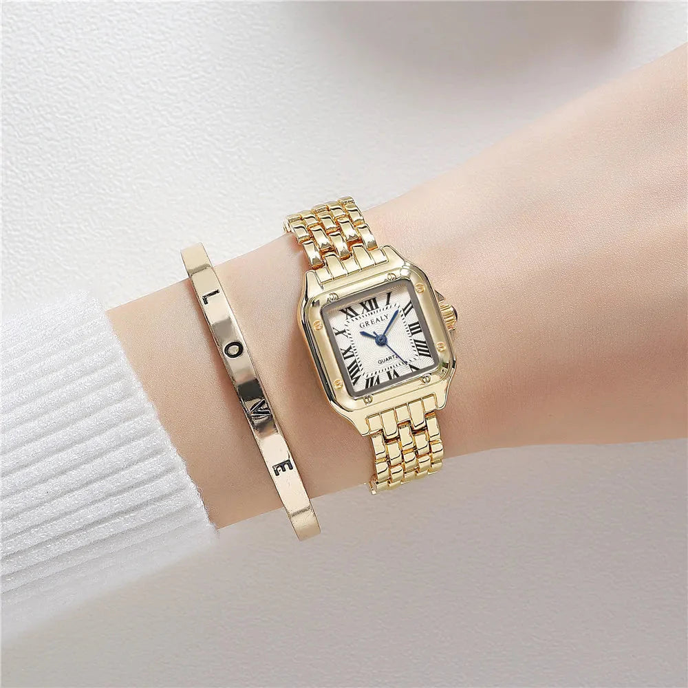 Luxury Quartz Women's Wristwatch with Roman Numerals
