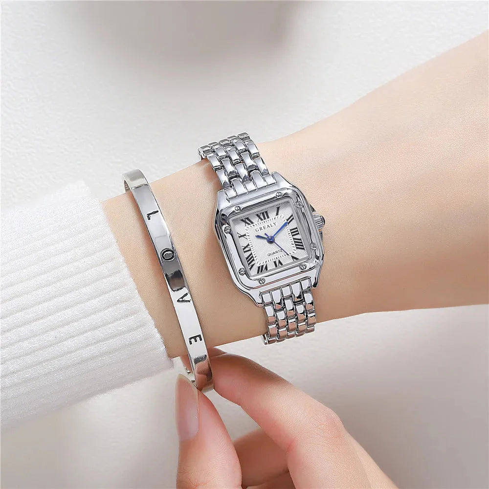 Luxury Quartz Women's Wristwatch with Roman Numerals