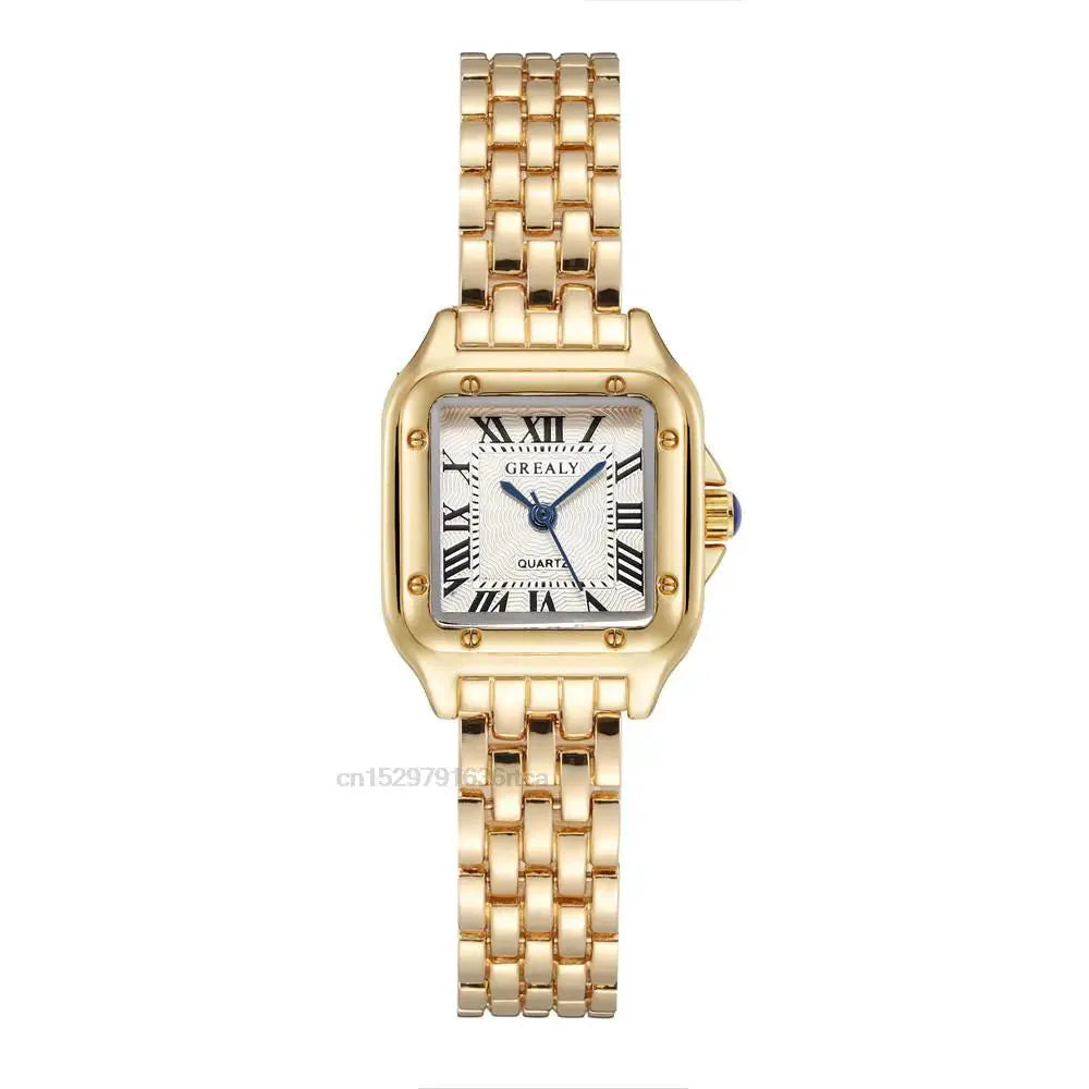 Luxury Quartz Women's Wristwatch with Roman Numerals