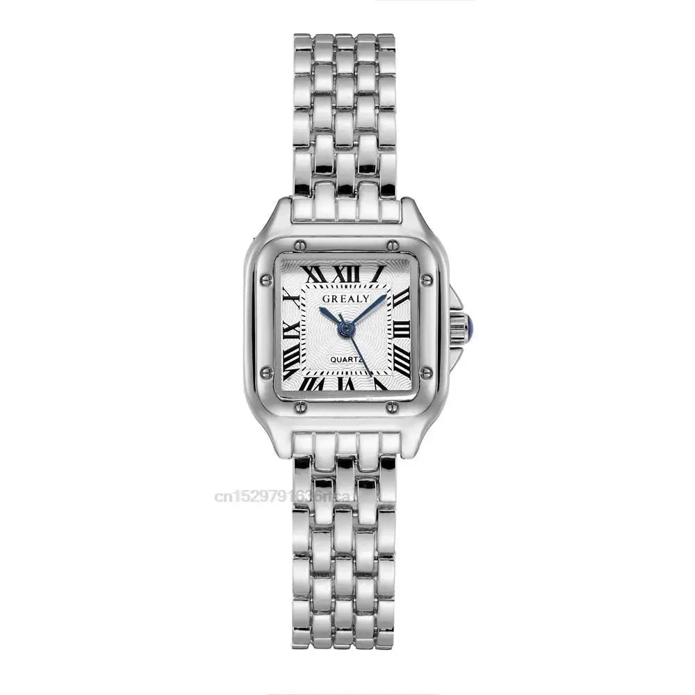 Luxury Quartz Women's Wristwatch with Roman Numerals