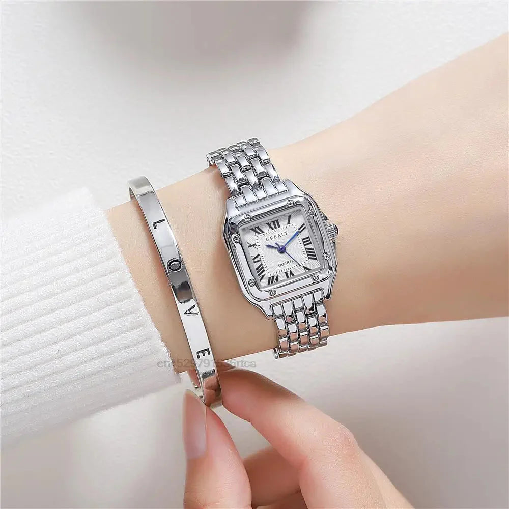 Luxury Quartz Women's Wristwatch with Roman Numerals