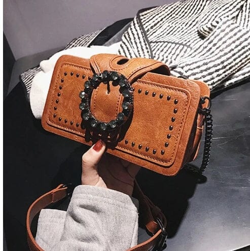 Vintage-Style Square Leather Crossbody Bags