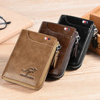 Men Wallet Zipper Leather Purse ( RFID PROTECTED )