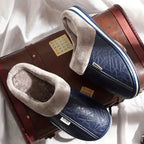 Men's Plush and Leather Winter Slippers