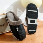 Men's Plush and Leather Winter Slippers