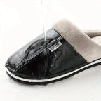 Men's Plush and Leather Winter Slippers