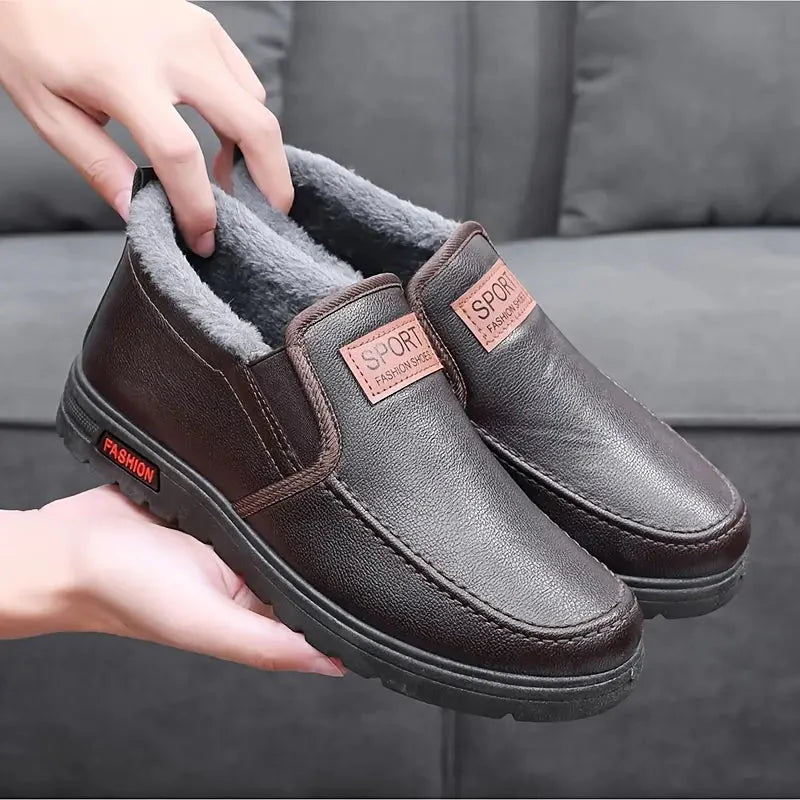 Men's Plush-Lined Leather Shoes