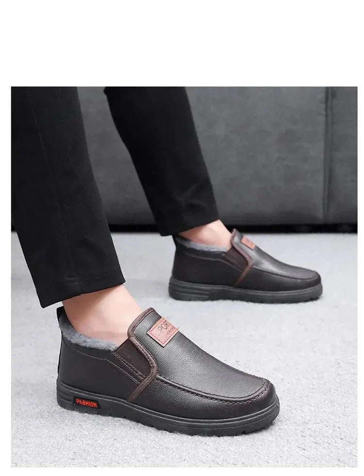 Men's Plush-Lined Leather Shoes