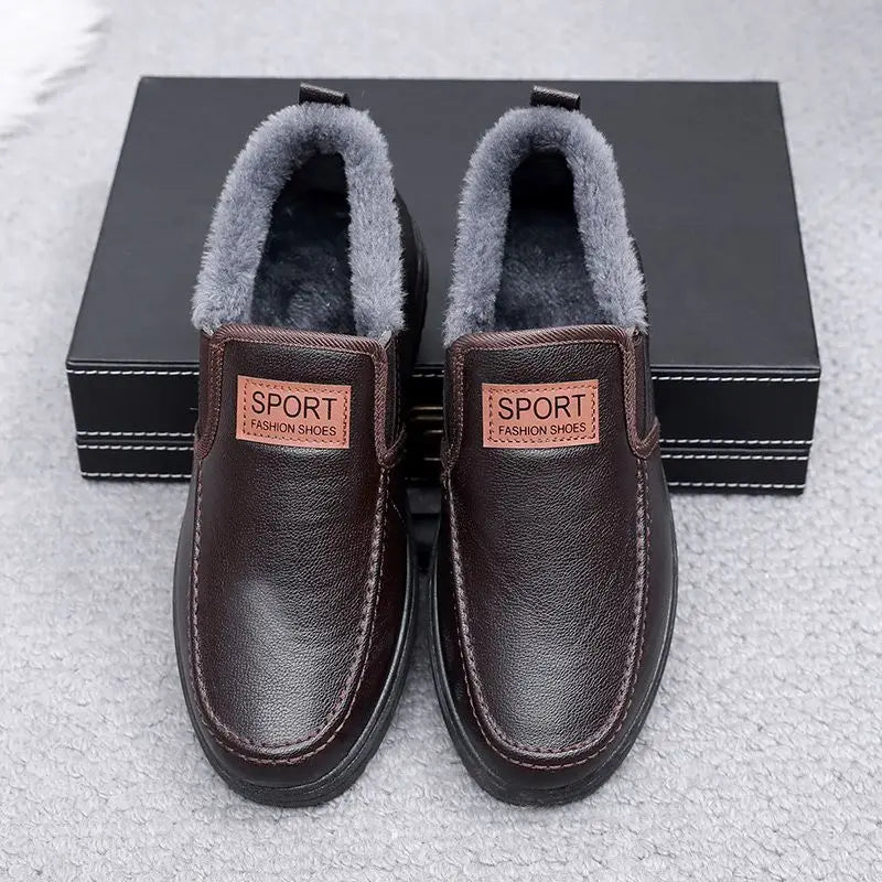 Men's Plush-Lined Leather Shoes