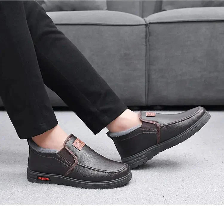 Men's Plush-Lined Leather Shoes