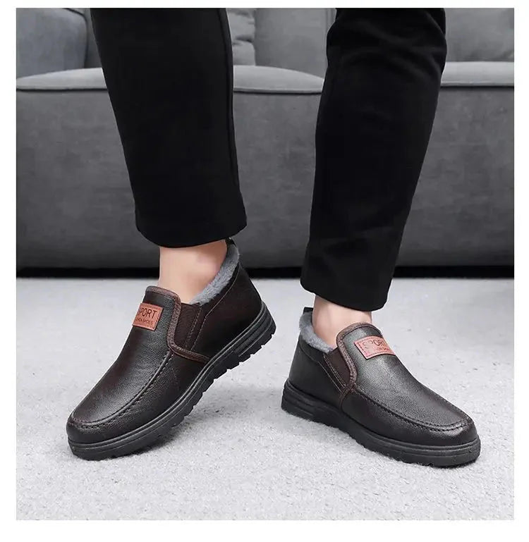 Men's Plush-Lined Leather Shoes
