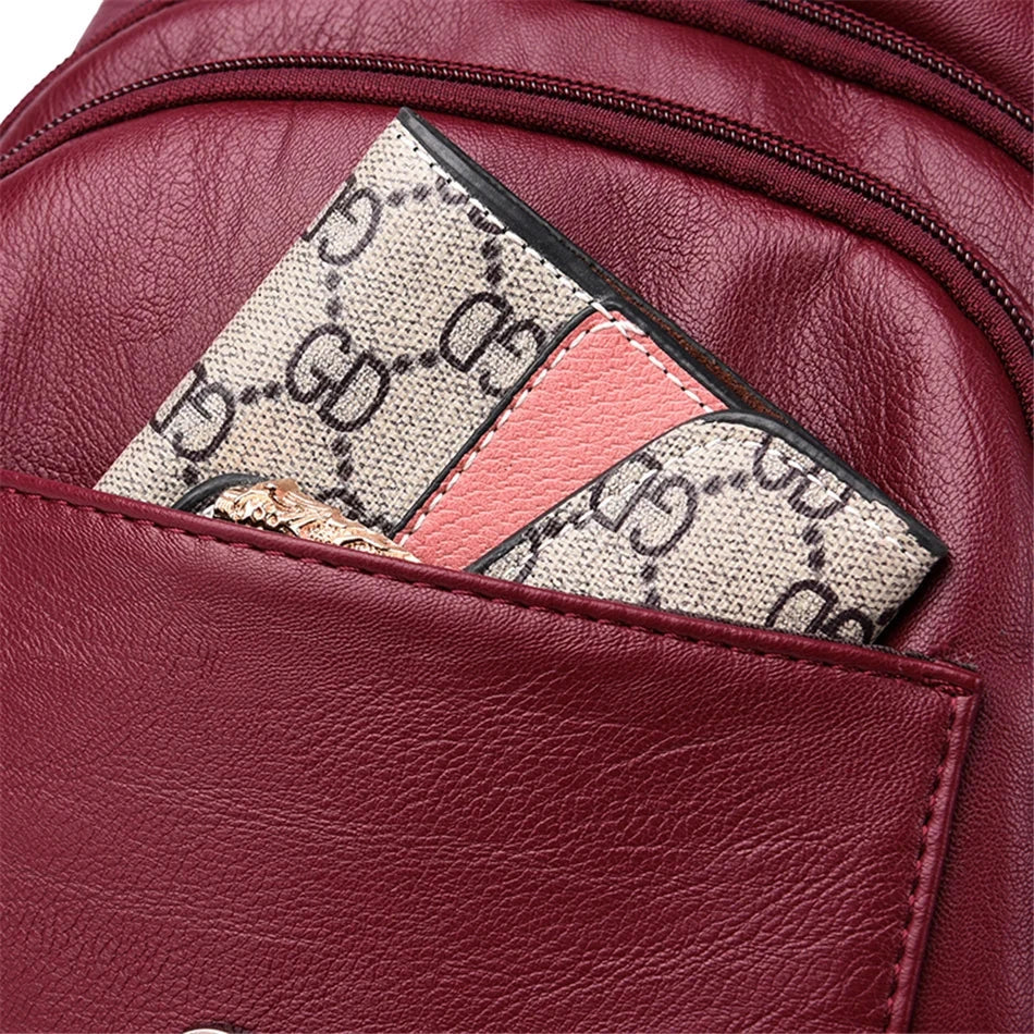 Multifunctional Women's Leather Backpack Allessa