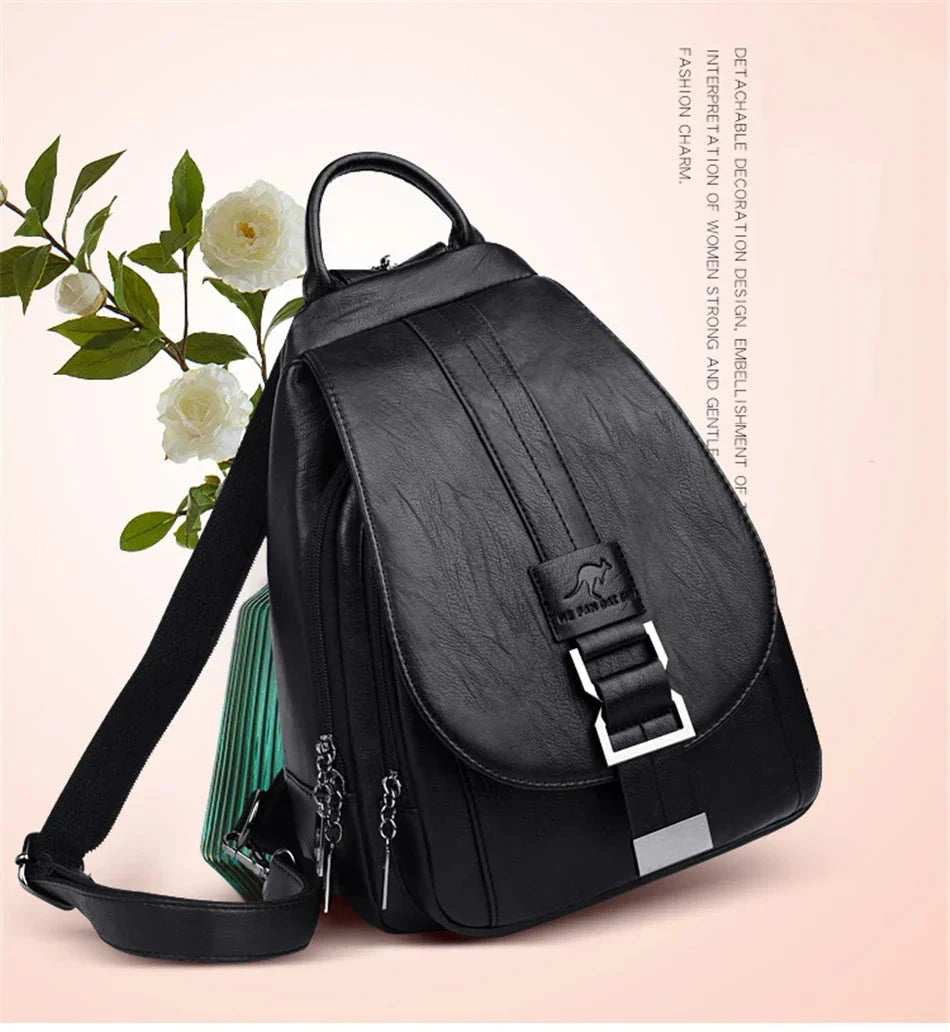 Multifunctional Women's Leather Backpack Allessa