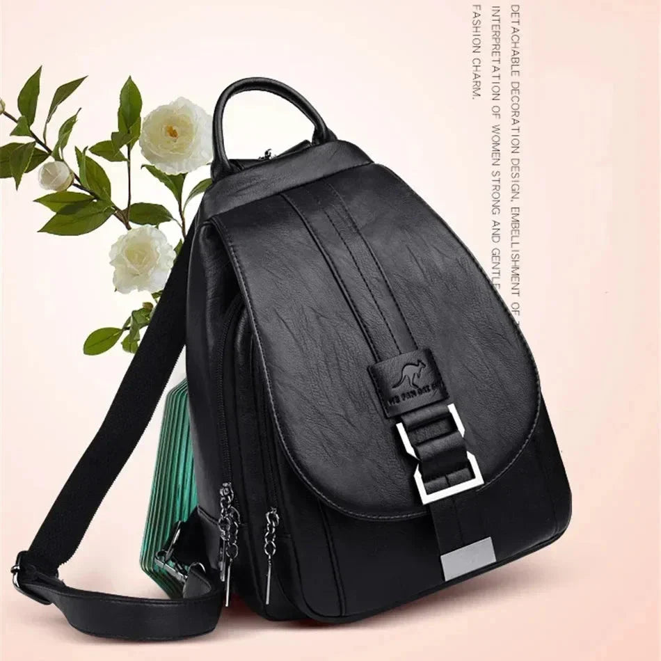 Multifunctional Women's Leather Backpack Allessa