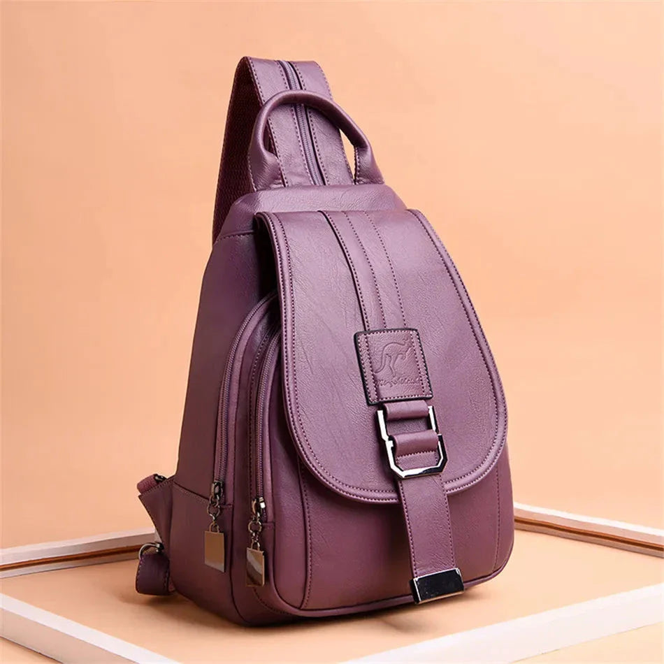 Multifunctional Women's Leather Backpack Allessa