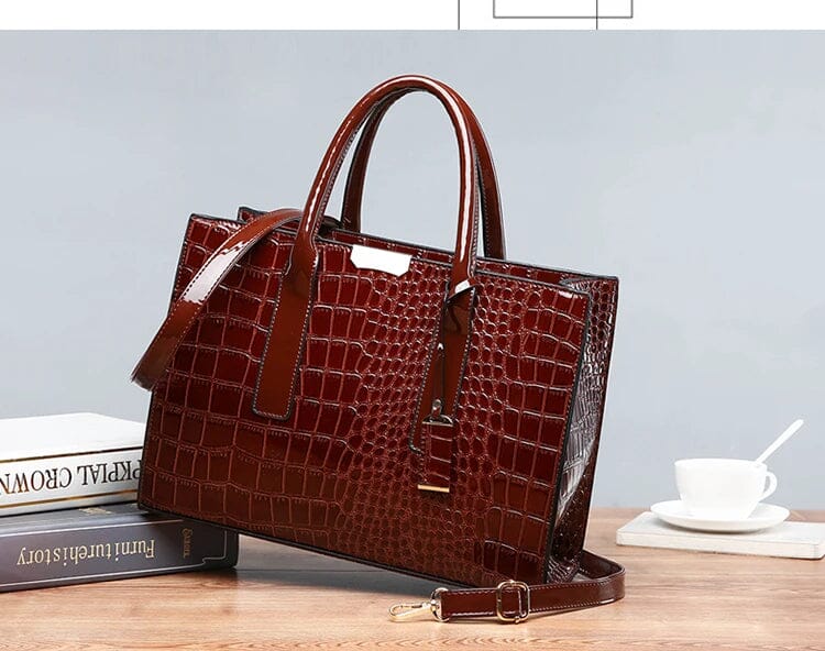 New York Crocodile Print Leather Women's Handbag