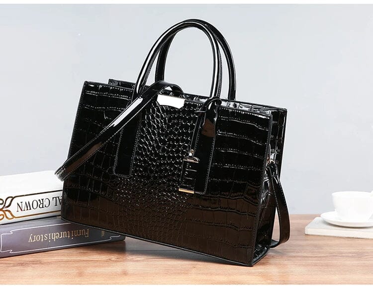 New York Crocodile Print Leather Women's Handbag