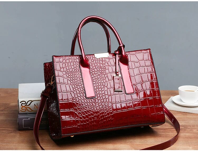 New York Crocodile Print Leather Women's Handbag