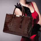 New York Crocodile Print Leather Women's Handbag