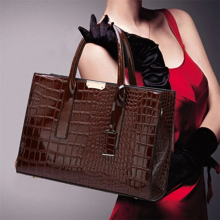 New York Crocodile Print Leather Women's Handbag
