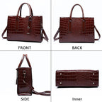 New York Crocodile Print Leather Women's Handbag