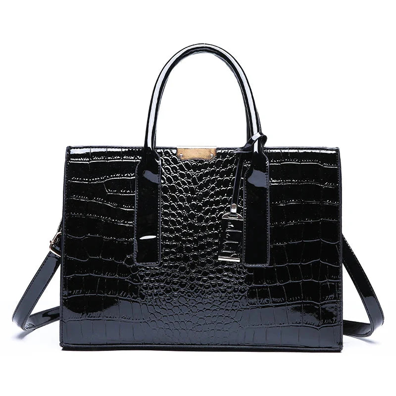 New York Crocodile Print Leather Women's Handbag