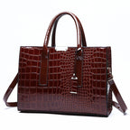 New York Crocodile Print Leather Women's Handbag