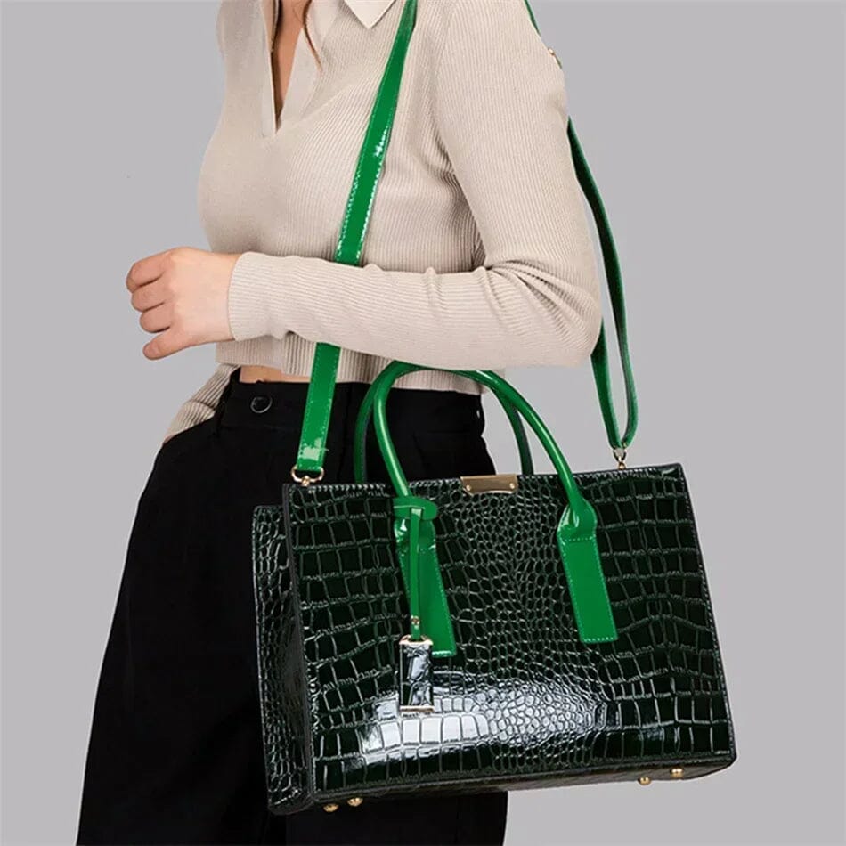 New York Crocodile Print Leather Women's Handbag