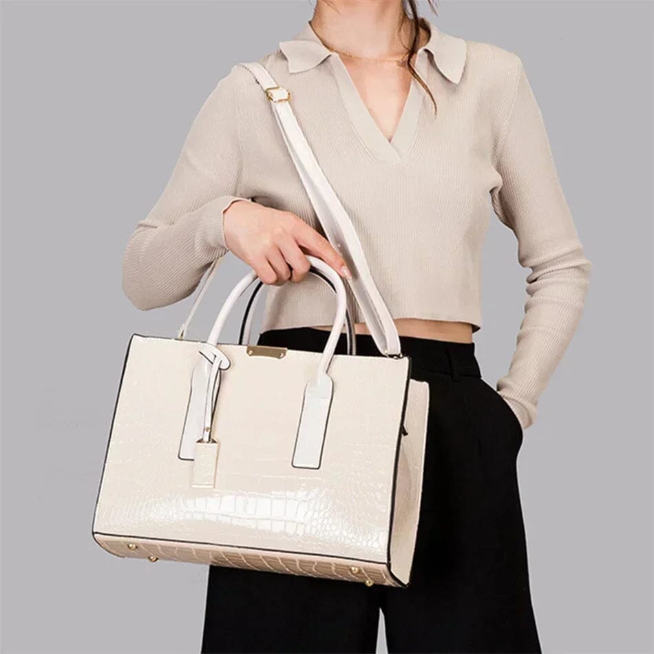 New York Crocodile Print Leather Women's Handbag