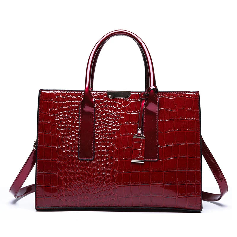 New York Crocodile Print Leather Women's Handbag