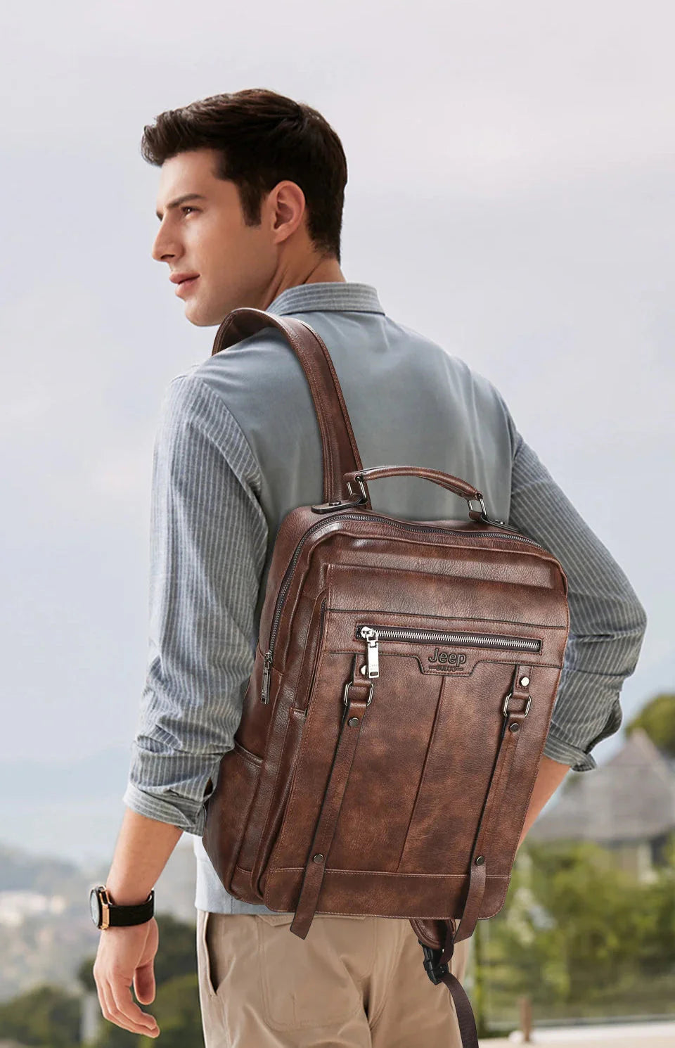 Premium Leather Backpack NomadTrail