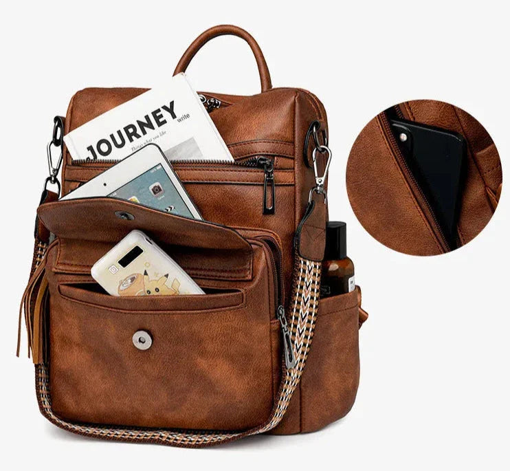 Premium Leather Women's Backpack with Gift Bag